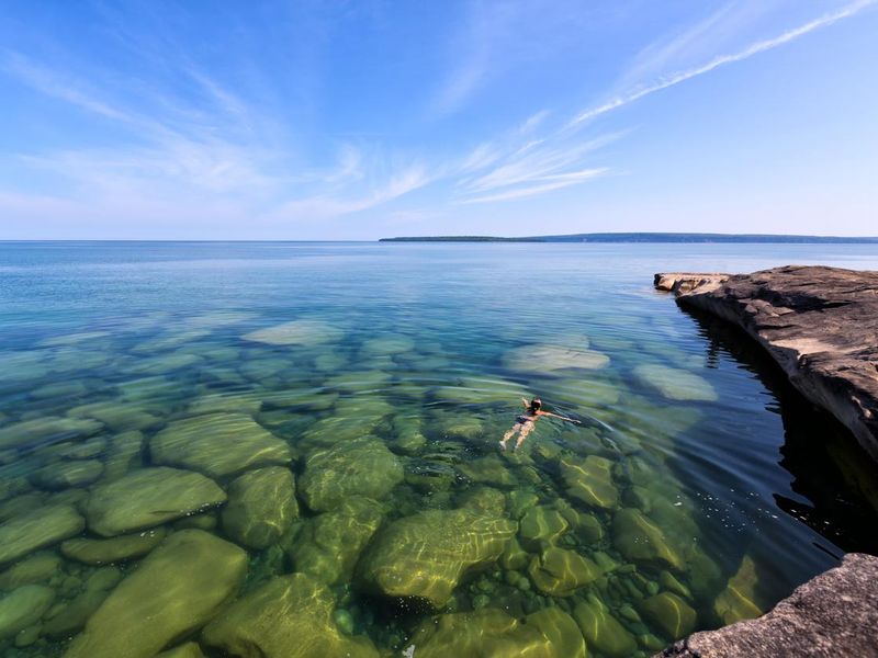 Girl Swimming in Lake Superior