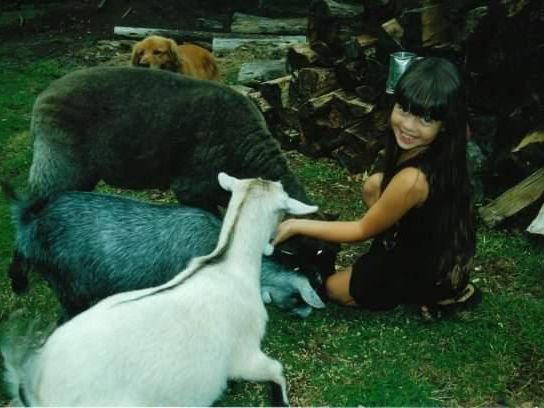 Girl with farm animals