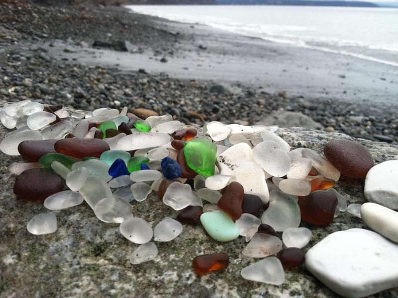 Glass on beach in Port Townsend