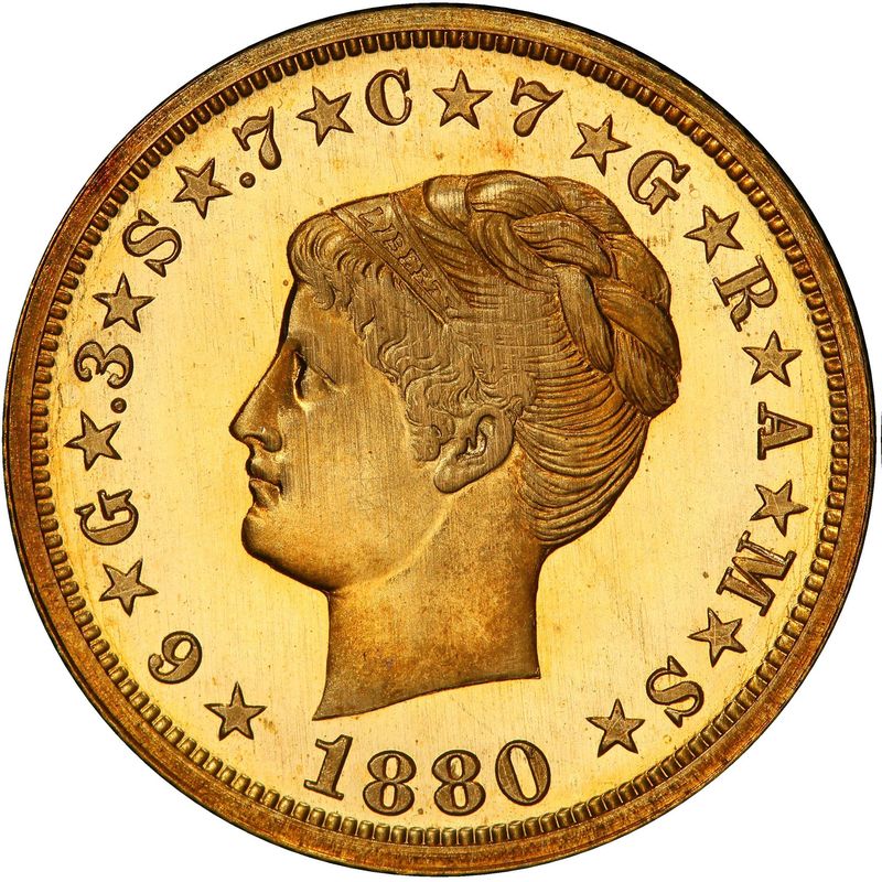 Gold Coin: 1880 Proof Stella Coiled Hair