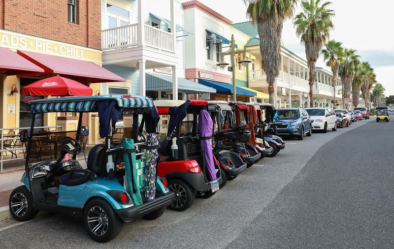 Golf Carts parked in The Villages