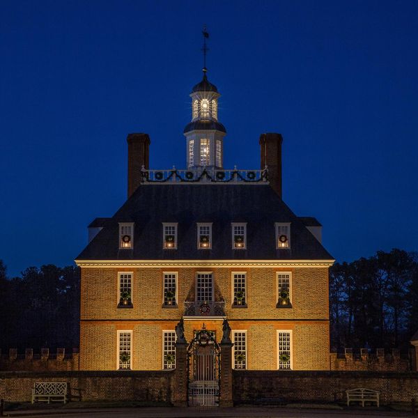 Governor's Mansion in Colonial Williamsburg, VA during the holidays