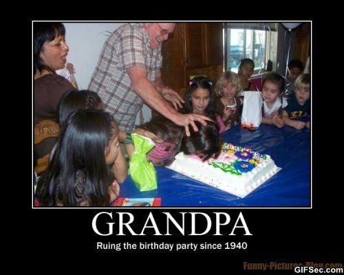 Grandpa shoving a kid's face into cake