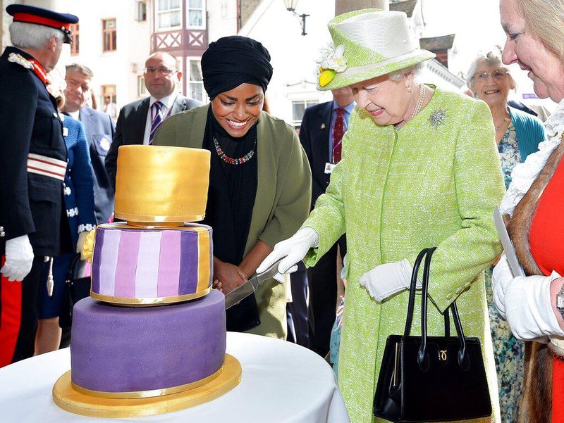 Great British Bake Off winner Nadiya Hussein and Queen Elizabeth II