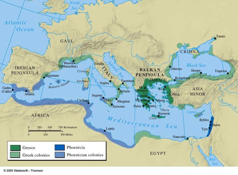 Greek and Phoenician colonies map