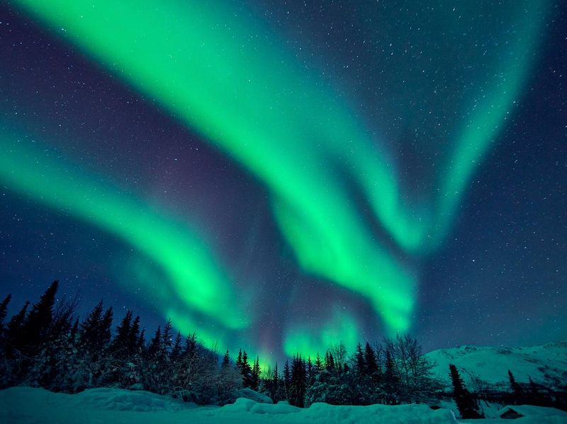 Green Aurora Borealis, Alaska, USA