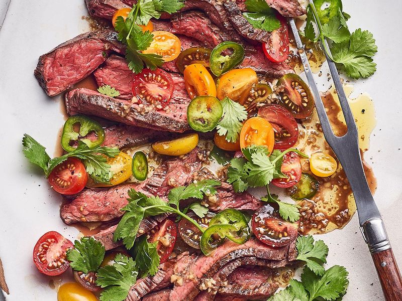 Grilled Flank Steak With Tomato Salad