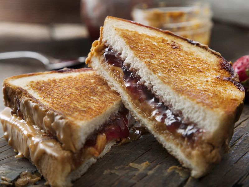 Grilled Peanut Butter and Strawberry Jelly Sandwich