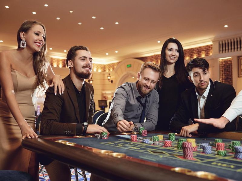 Group of friends at a casino table