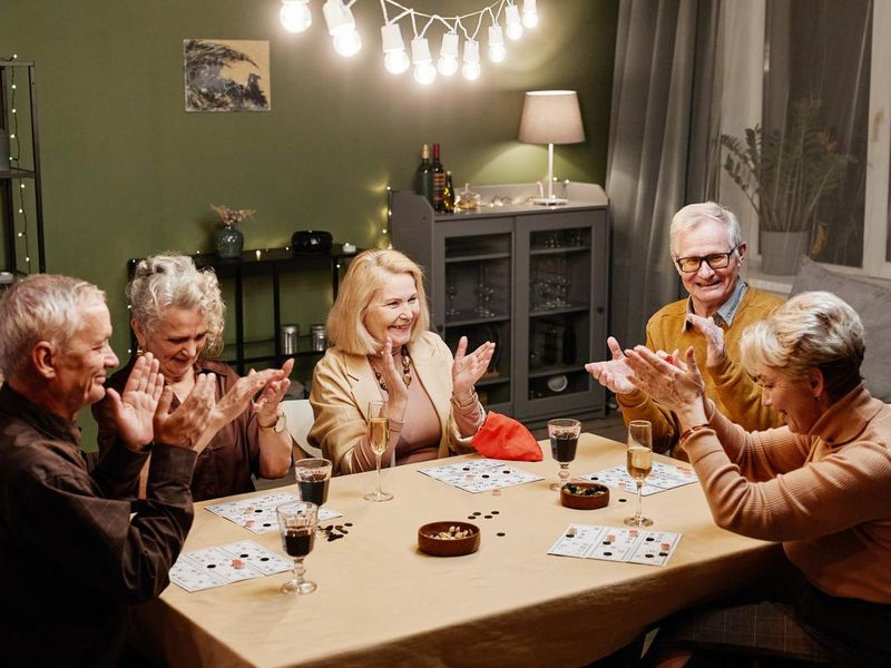 Group of old people playing bingo