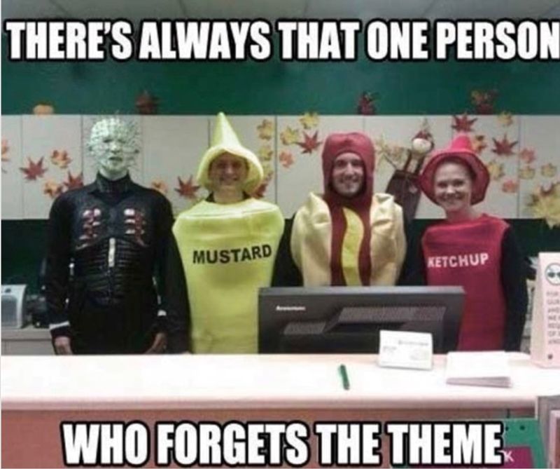 Halloween hot dog costume theme meme
