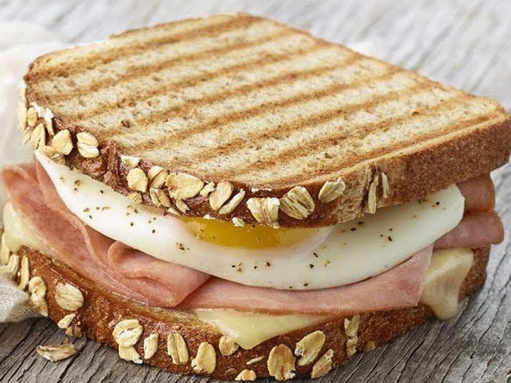 Ham egg and cheese breakfast sandwich