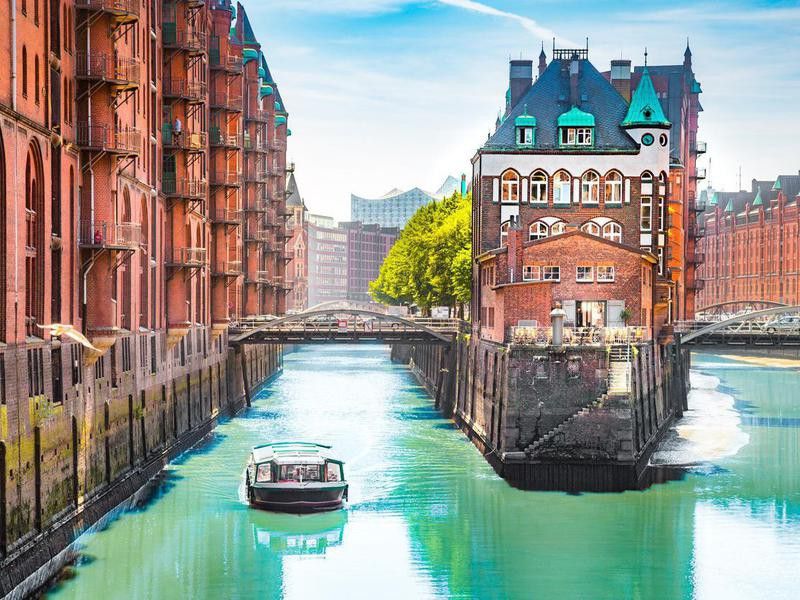 Hamburg with sightseeing tour boat