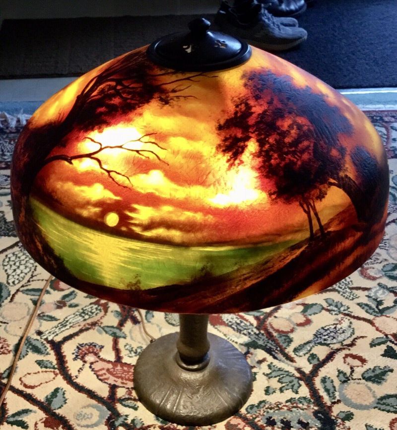 Handel Lamp with Reverse Painted Shade