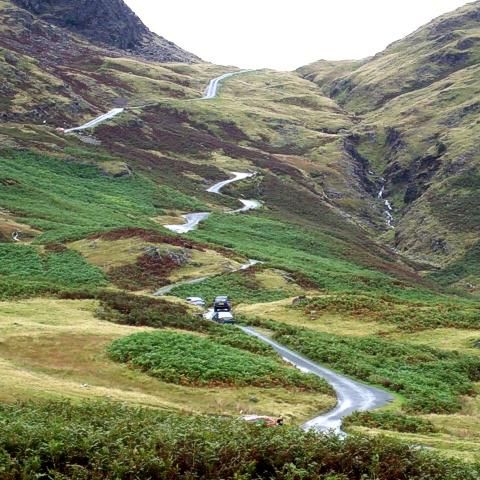 Hardknott Pass from top to bottom