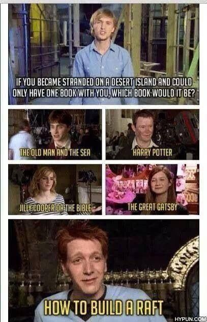 Harry Potter actors stating what book they would bring to a desert island