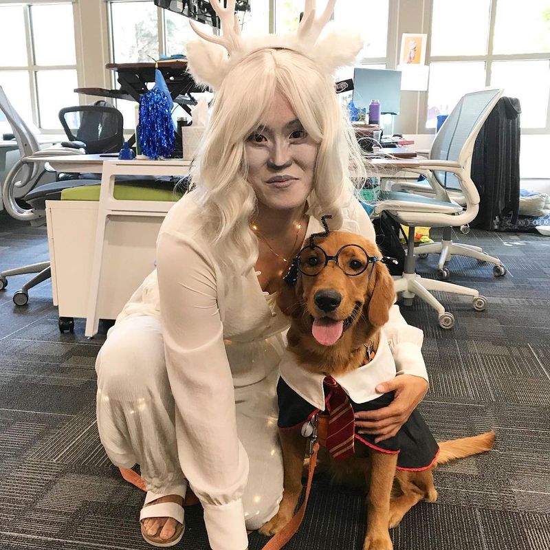 Harry Potter and His Patronus dog and human costume