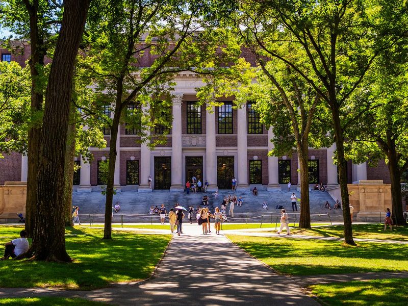 Harvard Yard and Widener Library - Harvard University - Cambridge Massachusetts
