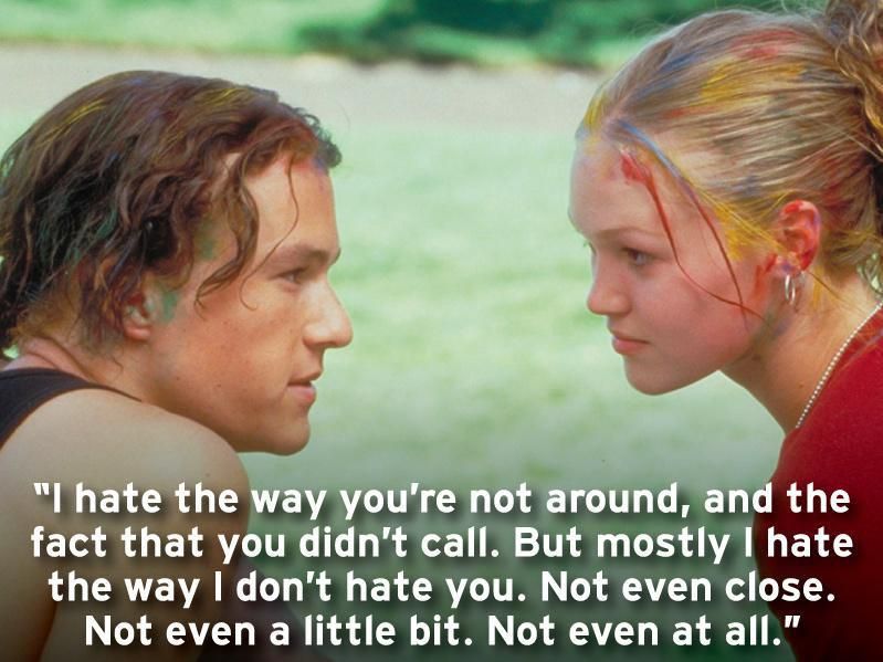 Heath Ledger and Julia Stiles in 10 Things I Hate About You (1999)