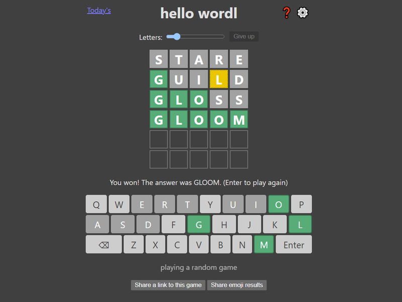 Hello Wordl game