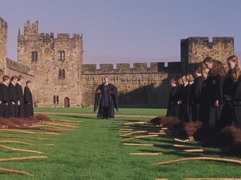 Hogwarts flying lesson, held on the grounds of the real Alnwick Castle.