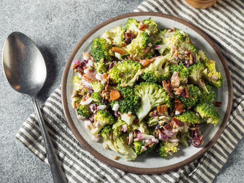Homemade broccoli salad with bacon