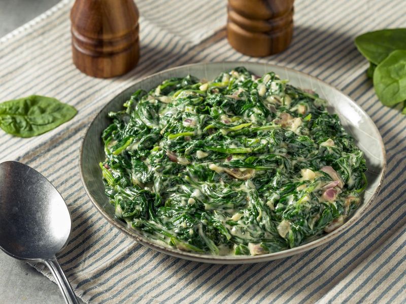 Homemade creamed spinach side dish