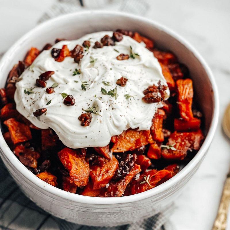 Honey Roasted Sweet Potatoes With Whipped Goat Cheese