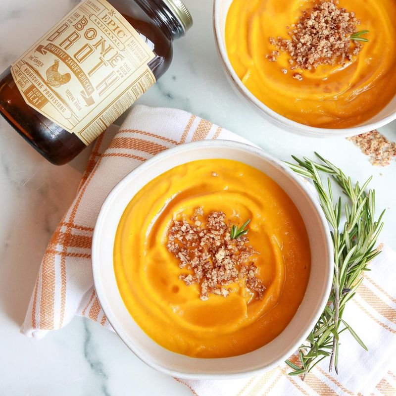 Honeynut Squash Soup With Rosemary Maple Butter