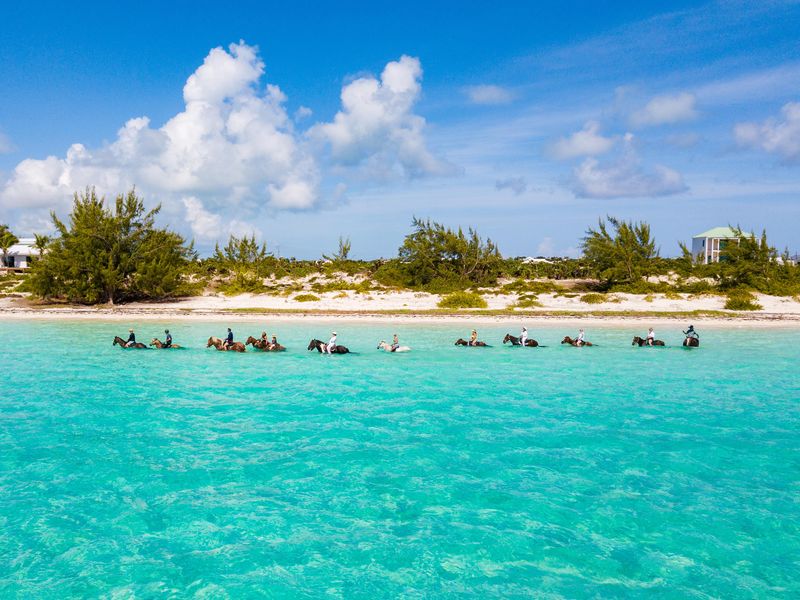 Horseback riding on the beach in Providenciales