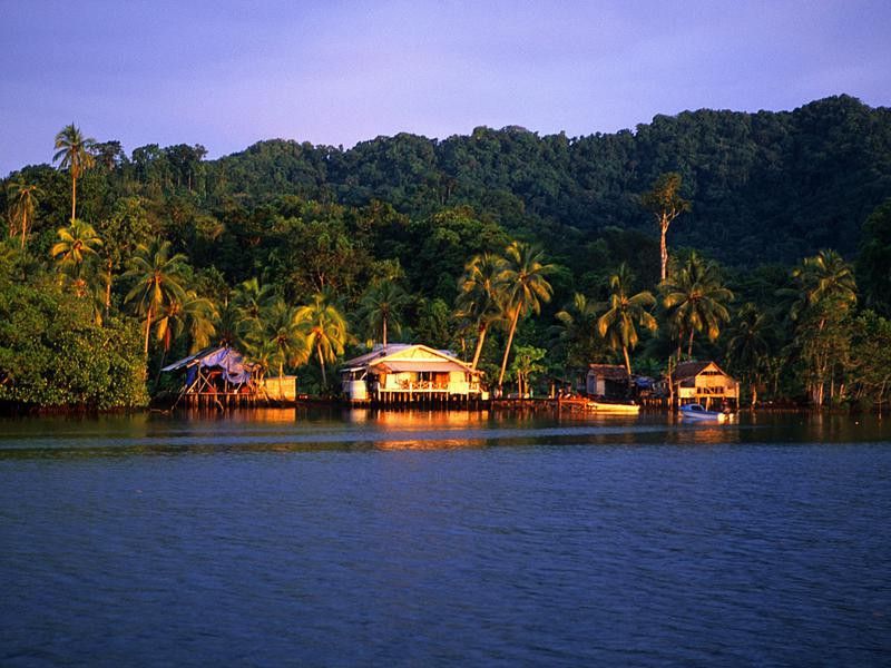 Houses by the shore in Solomon Islands