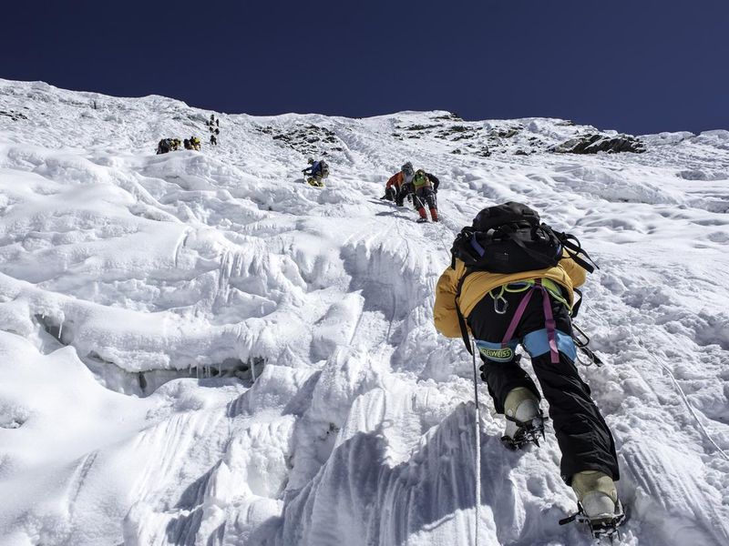 Ice climbing in the Everest region in Nepal
