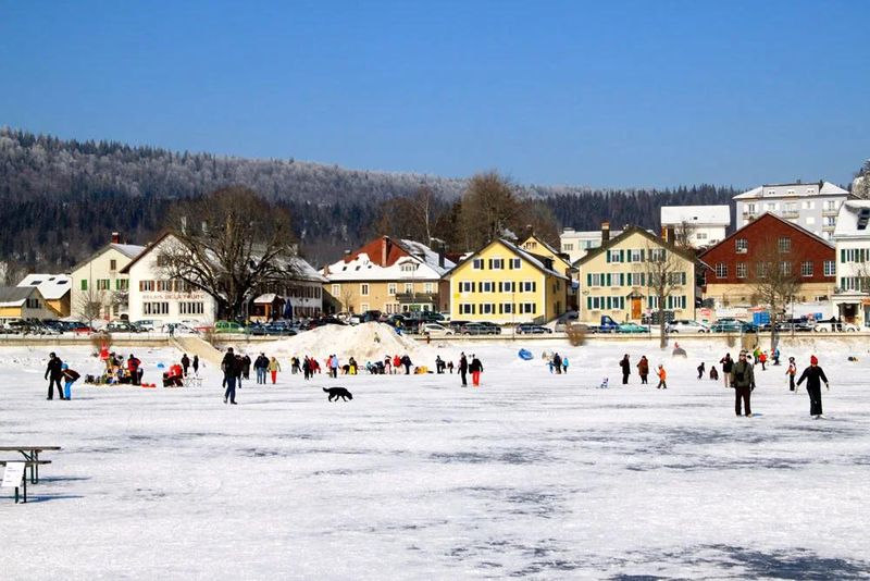 Ice skating at Lac de Joux