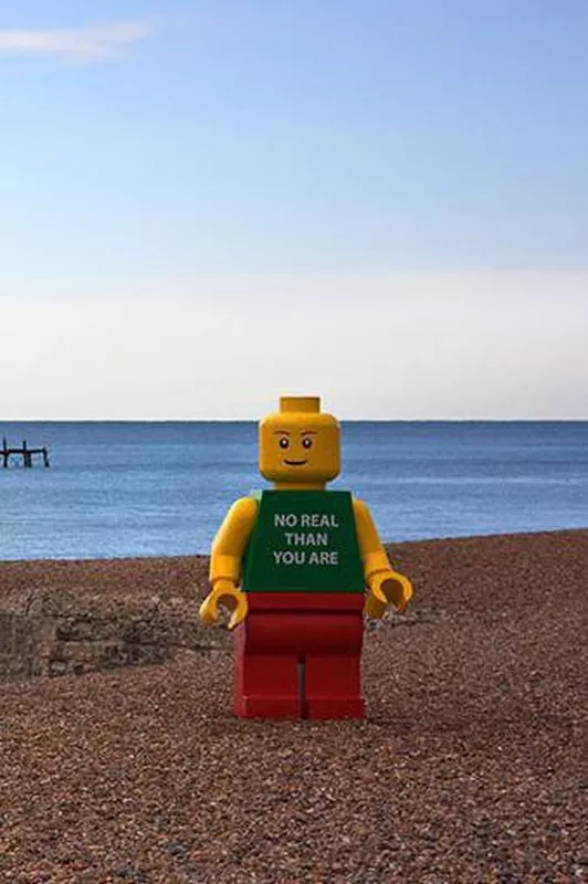 lego man on beach