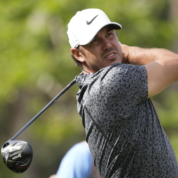 Brooks Koepka hits from the third tee during a practice round of the U.S. Open golf tournament at Los Angeles Country Club, Monday, June 12, 2023, in Los Angeles. (AP Photo/Marcio Jose Sanchez)