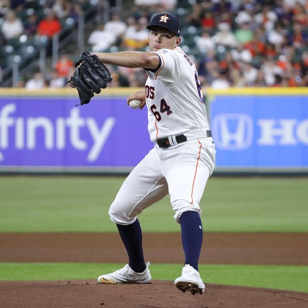 Houston Astros starting pitcher Brandon Bielak throws against the Minnesota Twins during the first inning of a baseball game Tuesday, May 30, 2023, in Houston. (AP Photo/Michael Wyke)
