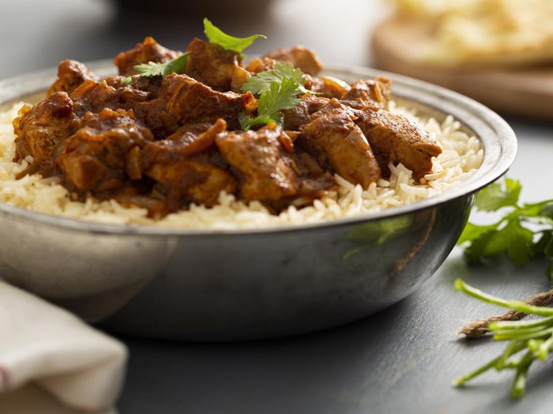 Indian Chicken Vindaloo Curry over Basmati Rice