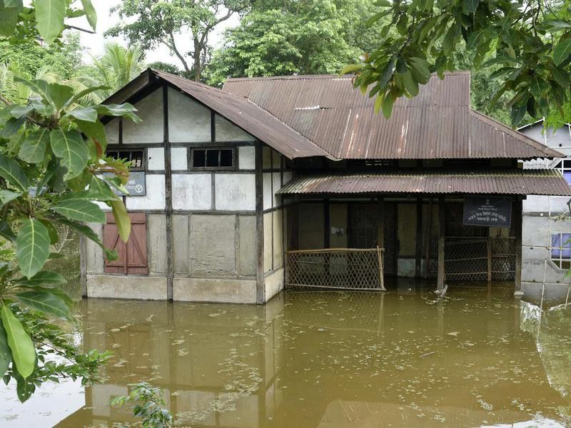 Indian village flooded by the Brahmaputra River