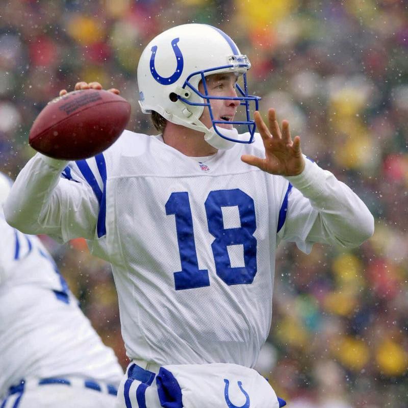 Indianapolis Colts' Peyton Manning looks to pass