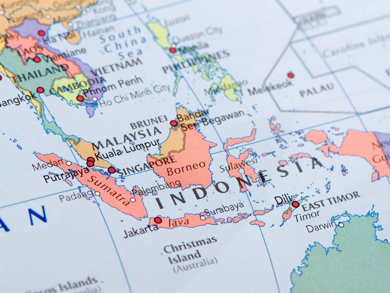 Indonesia on a map