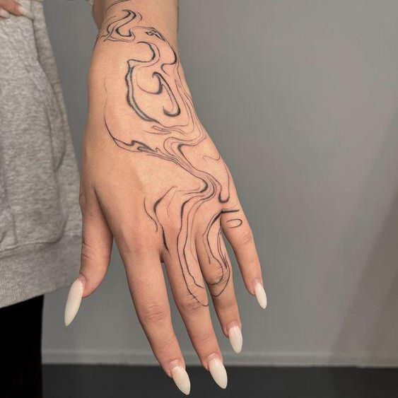 Ink Sketch Hand Tattoo