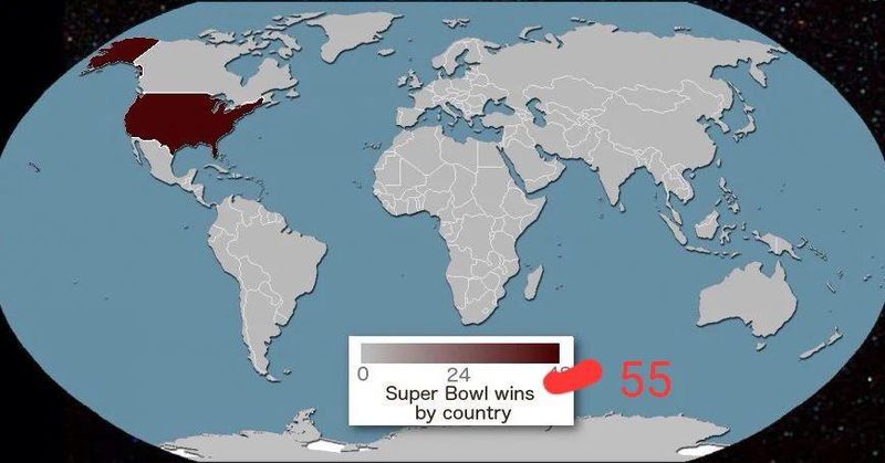 Ironic map of Super Bowl winners