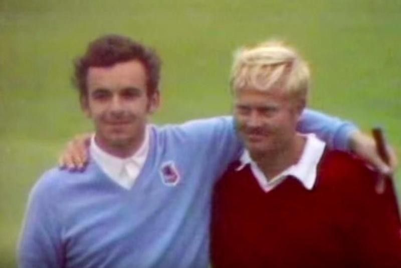 Jack Nicklaus and Tony Jacklin embrace at Ryder Cup