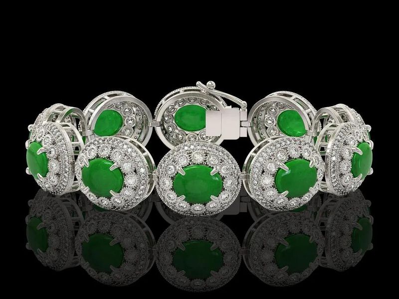 Jade and Diamond Victorian Bracelet