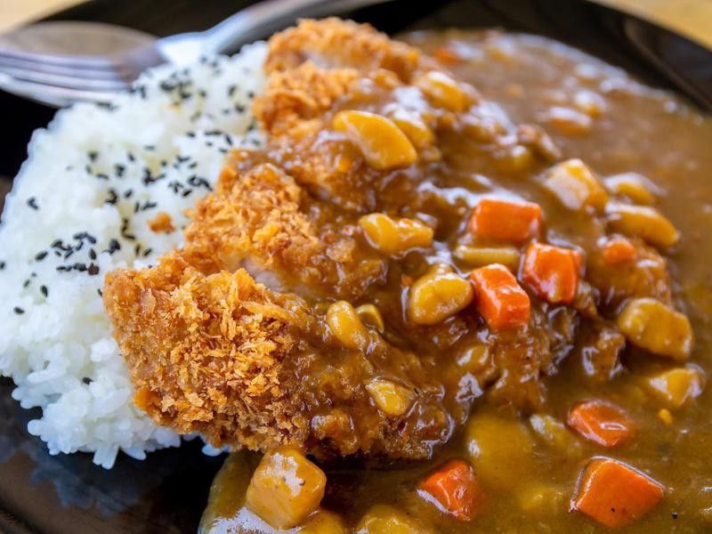 Japanese tonkatsu or fried pork curry with rice