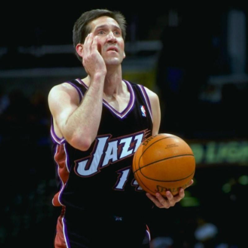 Jeff Hornacek touches face before free throw