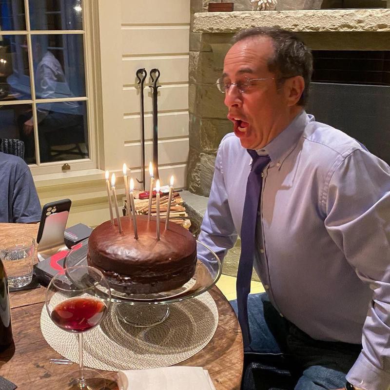 Jerry Seinfeld blowing out candles