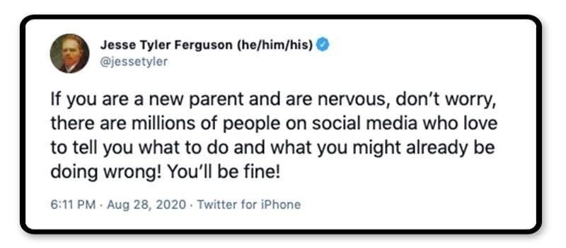 Jesse Tyler Ferguson tweet about parenting advice