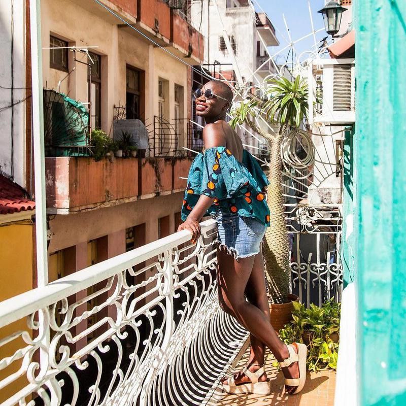 Jessica Nabongo on balcony in Cuba