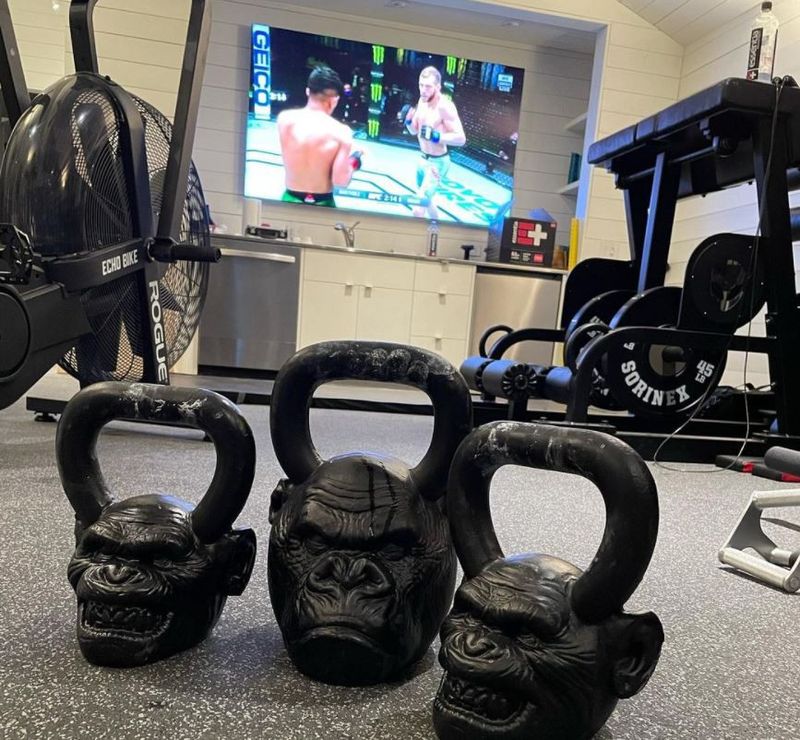 Joe Rogan's gym and monkey weights
